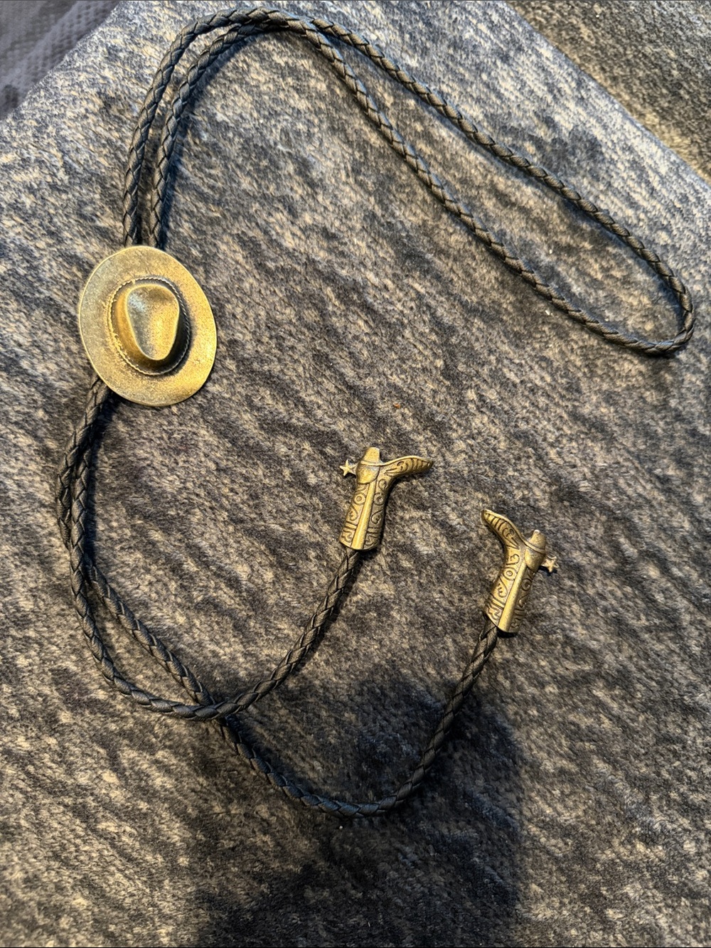 Western-style Black and Gold Bolo Tie - Men / Women Necklace/ tie Accessories